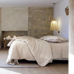 Linnea Housse de couette uni 260x240 cm percale de coton MANOIR beige Lin* Housse De Couette