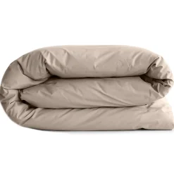 Linnea Housse de couette uni 260x240 cm percale de coton MANOIR beige Lin* Housse De Couette