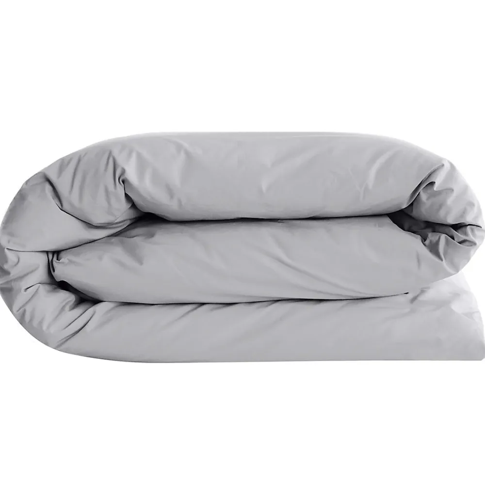 Housse de couette uni 200x200 cm percale de coton MANOIR gris Acier>Linnea Discount