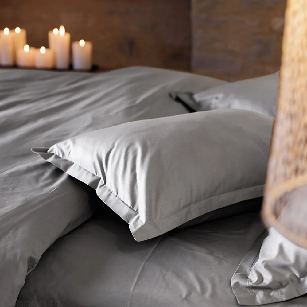 Housse de couette uni 200x200 cm percale de coton MANOIR gris Acier>Linnea Discount