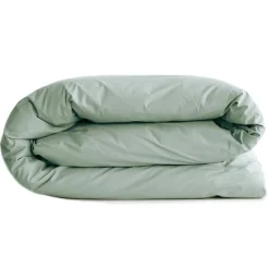 Housse de couette uni 240x220 cm percale de coton MANOIR vert Lichen>Linnea