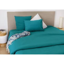 Toison d'Or Housse de couette unie en coton Lavé (140x200 cm - Bleu)* Housse De Couette