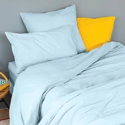 Housse de couette unie en coton Lavé (200x200 cm - Turquoise)>Toison d'Or Online