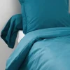 Tradilinge Housse de Couette Unie en 100 % Coton (240x220 cm - Bleu Paon)* Housse De Couette