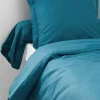 Housse de Couette Unie en 100 % Coton (140x200 cm - Bleu Paon)>Tradilinge