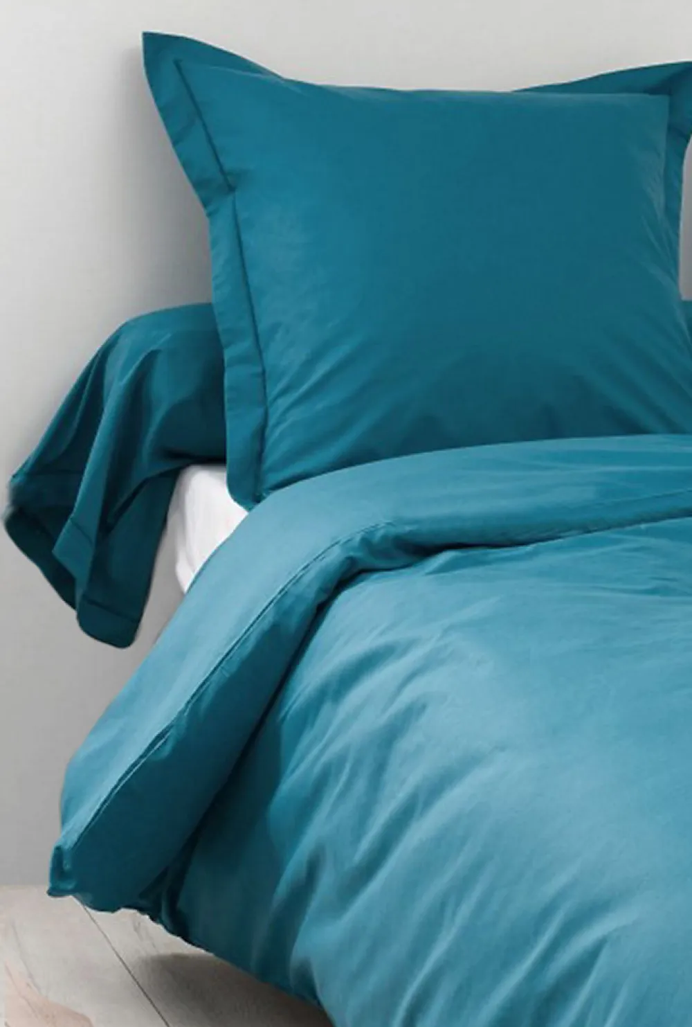 Housse de Couette Unie en 100 % Coton (140x200 cm - Bleu Paon)>Tradilinge