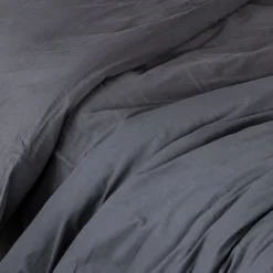 Housse de couette unie en coton Lavé (140x200 cm - Gris anthracite)>Toison d'Or Best