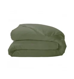 Tradilinge Housse de couette unie en percale de coton (260x240 cm - Vert Olive)* Housse De Couette