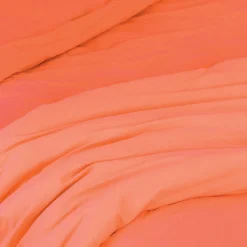 Housse de couette unie en coton Lavé (140x200 cm - Orange corail)>Toison d'Or Online