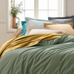 Tradilinge Housse de couette unie en percale de coton (260x240 cm - Ambre)* Housse De Couette