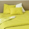 Housse de couette unie en coton Lavé (200x200 cm - Jaune)>Toison d'Or Online