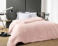 Housse de Couette Unie en Lin (140x200 cm - Rose poudré)>Linder Discount
