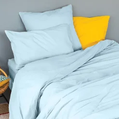 Toison d'Or Housse de couette unie en coton Lavé (140x200 cm - Turquoise)* Housse De Couette