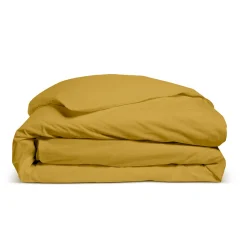 Housse de couette unie 140x200cm PERCALE MOUTARDE>Bleu Calin Best