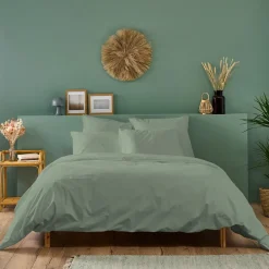 Housse de couette unie 240x260cm PERCALE SAUGE>Bleu Calin New