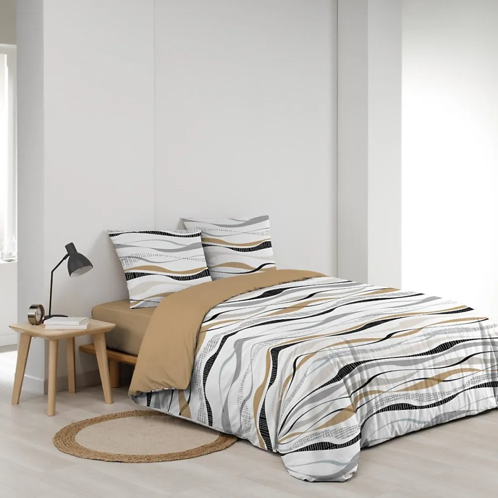 Douceur D'Intérieur Housse de couette 240x220 + 2 taies VAGUELINE Naturel* Housse De Couette