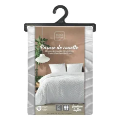Housse de couette 240x220 + 2 taies tuftée blanche><noscript><img width=
