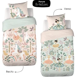 Cote Deco Housse de couette 140x200 + 1 taie LICORNE coton 57fils* Housse De Couette