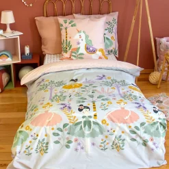Cote Deco Housse de couette 140x200 + 1 taie LICORNE coton 57fils* Housse De Couette