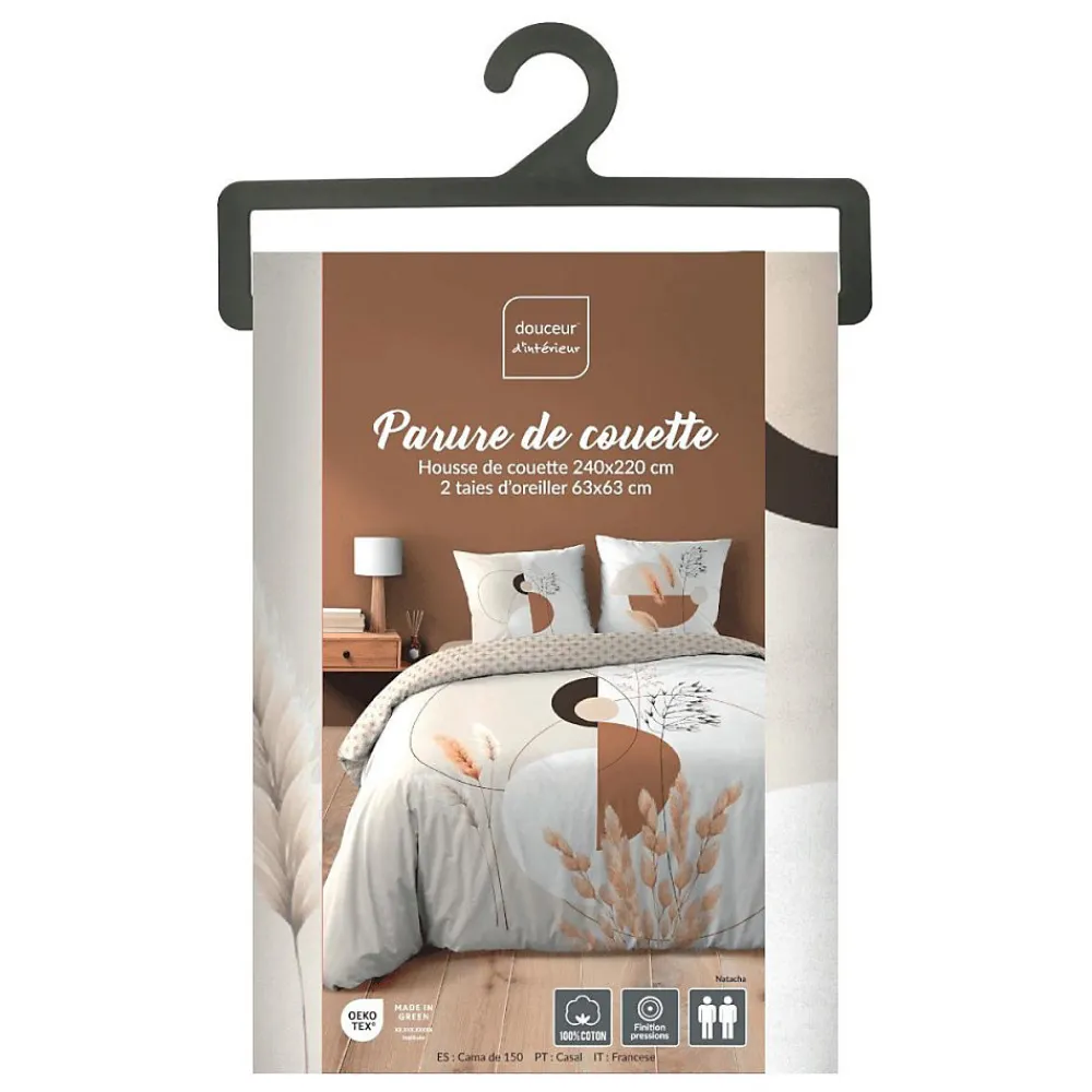 Douceur D'Intérieur Housse de couette 240x220 + 2 taies PAMPA 100% coton* Housse De Couette