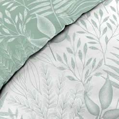 Housse de couette 260x240 + 2 taies CASSIA sauge 100% coton><noscript><img width=