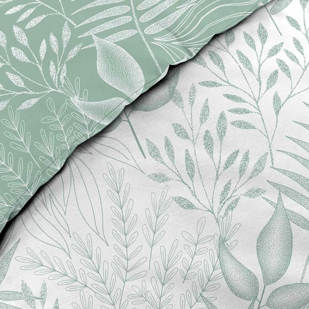 Housse de couette 260x240 + 2 taies CASSIA sauge 100% coton>Douceur D'Intérieur Outlet