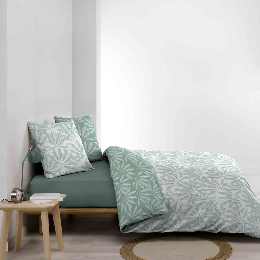 Douceur D'Intérieur Housse de couette 240x220 + 2 taies MALIA sauge 100% coton* Housse De Couette