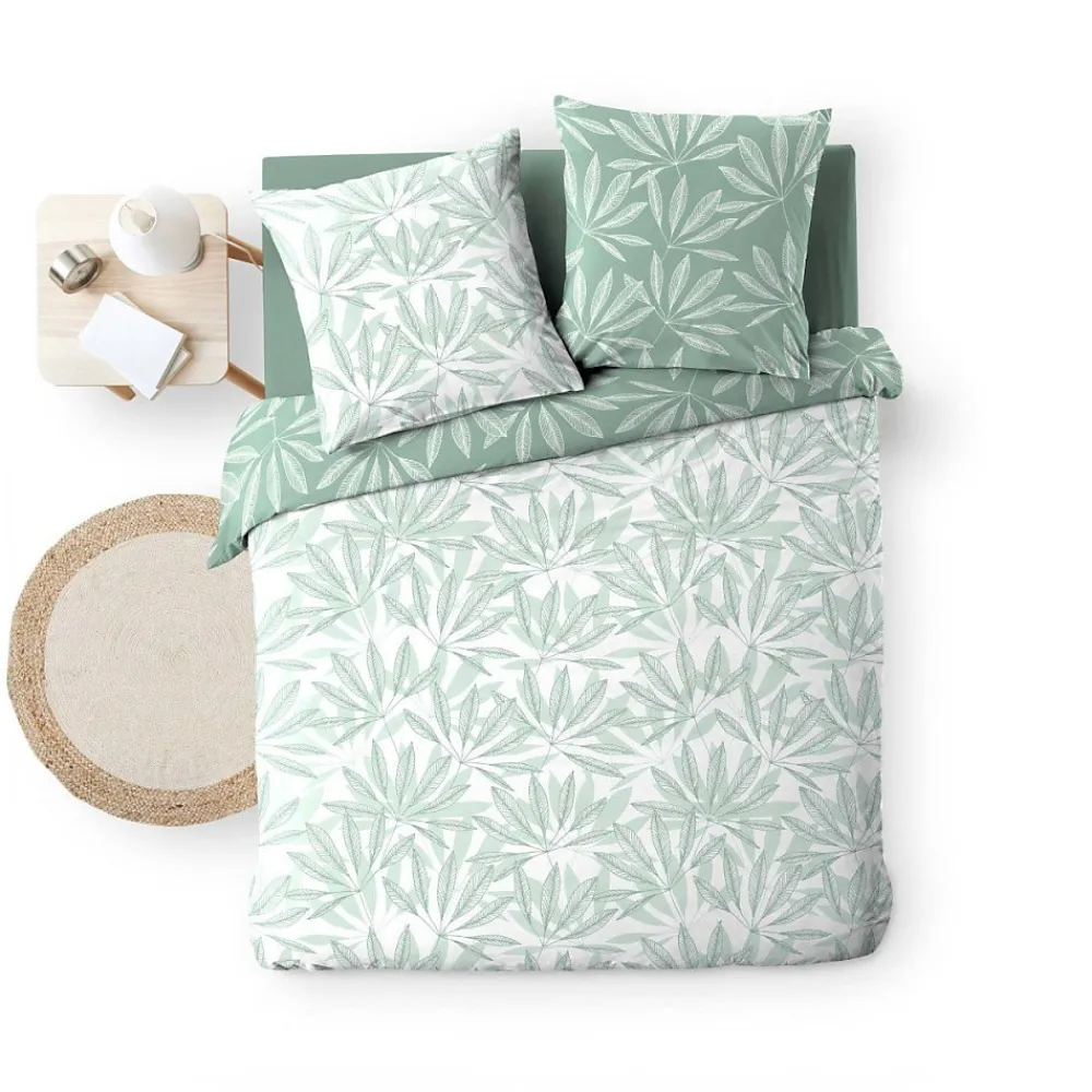 Douceur D'Intérieur Housse de couette 240x220 + 2 taies MALIA sauge 100% coton* Housse De Couette