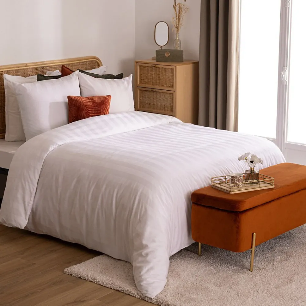 Atmosphera Créateur D'Intérieur Housse de couette 240x220 + 2 taies coton satiné blanc* Housse De Couette