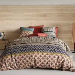 Housse de couette 260x240 + 2 taies Manille coton Percale 71 fils>Atelier Du Coton Outlet