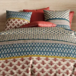 Housse de couette 260x240 + 2 taies Manille coton Percale 71 fils>Atelier Du Coton Outlet