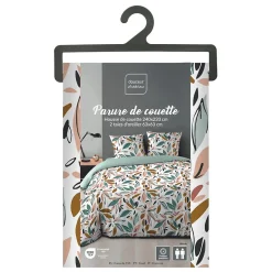 Douceur D'Intérieur Housse de couette 240x220 + 2 taies imprimées feuillages* Housse De Couette