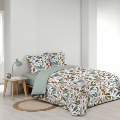 Douceur D'Intérieur Housse de couette 240x220 + 2 taies imprimées feuillages* Housse De Couette