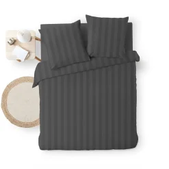 Douceur D'Intérieur Housse de couette 240x220 + 2 taies Cléo Anthracite microfibre* Housse De Couette