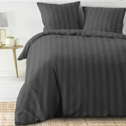 Douceur D'Intérieur Housse de couette 240x220 + 2 taies Cléo Anthracite microfibre* Housse De Couette