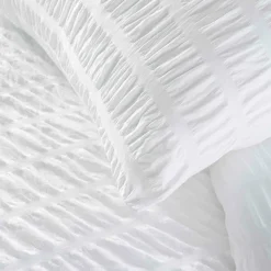 Housse de couette 240x220 + 2 taies plissée blanche>Douceur D'Intérieur Online