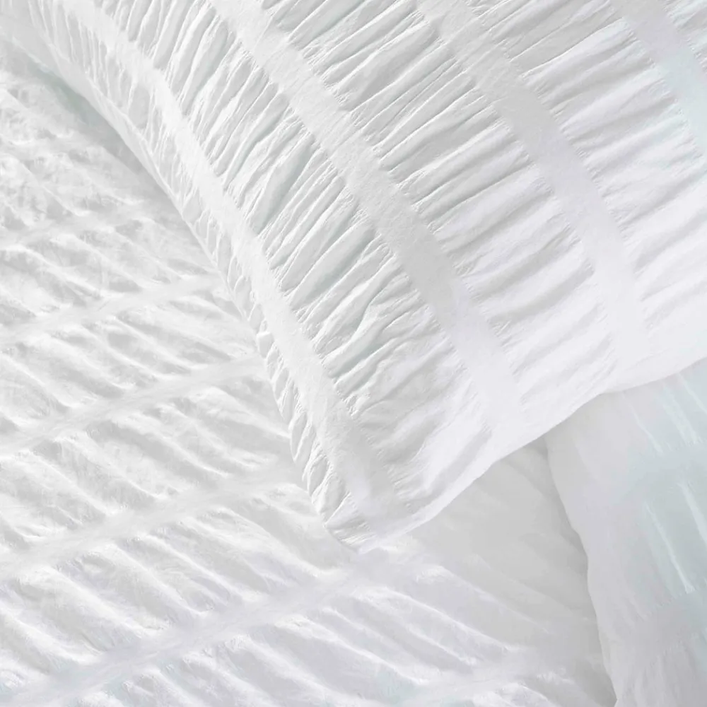 Housse de couette 240x220 + 2 taies plissée blanche>Douceur D'Intérieur Online