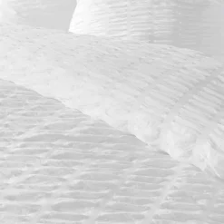 Housse de couette 240x220 + 2 taies plissée blanche><noscript><img width=
