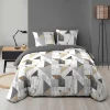 Housse de couette 240x220 + 2 taies TRIGONE microfibre>Douceur D'Intérieur Discount