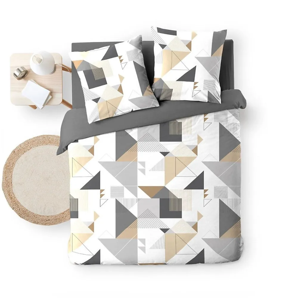 Housse de couette 240x220 + 2 taies TRIGONE microfibre>Douceur D'Intérieur Discount