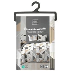 Housse de couette 240x220 + 2 taies TRIGONE microfibre><noscript><img width=