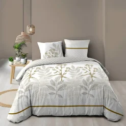 Douceur D'Intérieur Housse de couette 240x220 + 2 taies RAONI 100% coton 57fils* Housse De Couette