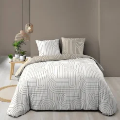 Douceur D'Intérieur Housse de couette 240x220 + 2 taies GEOMETRIQUE 100% coton 57fils* Housse De Couette