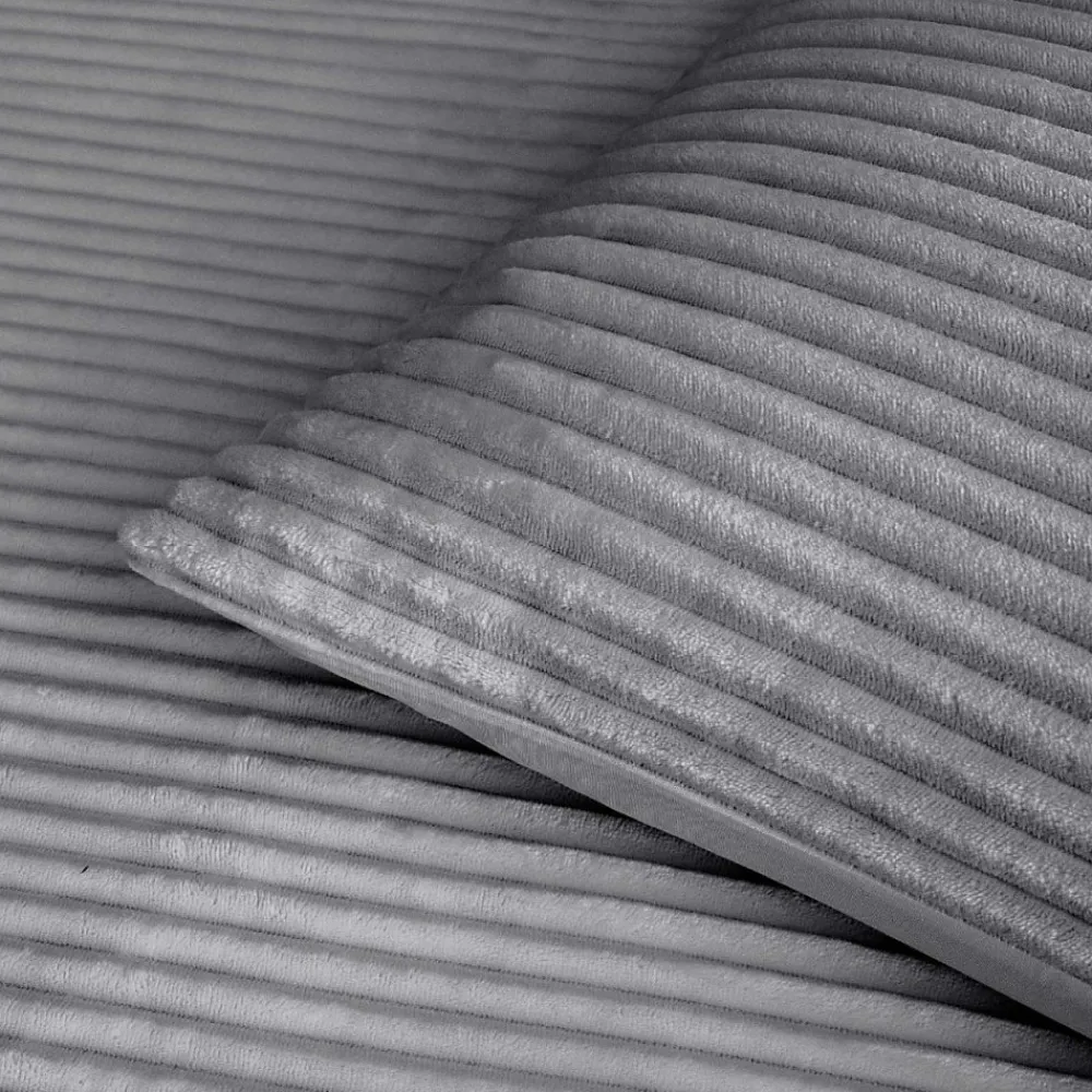 Housse de couette 240x220 + 2 taies anthracite finition flanelle>Douceur D'Intérieur New
