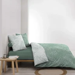 Douceur D'Intérieur Housse de couette 240x220 + 2 taies CASSIA sauge 100% coton* Housse De Couette