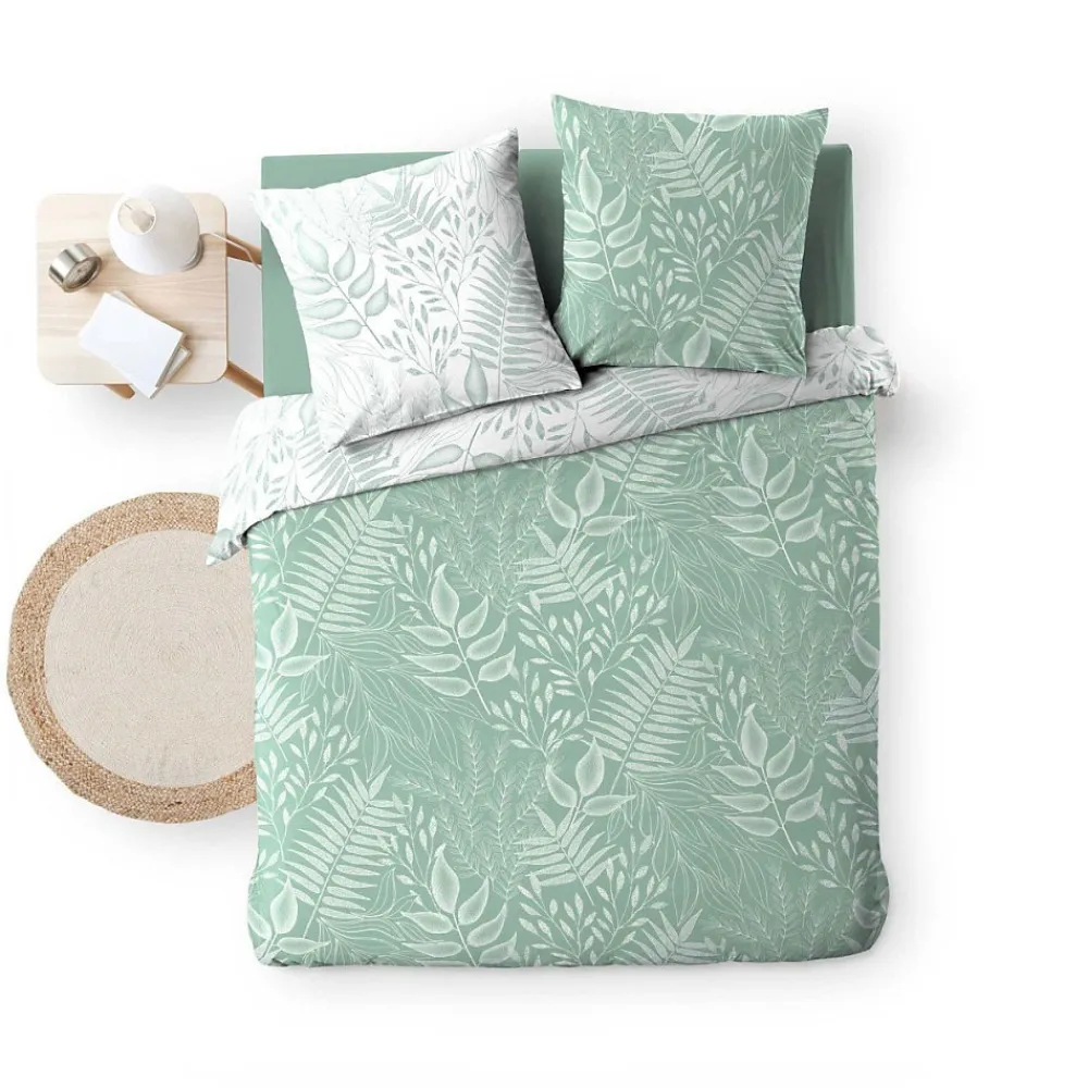 Douceur D'Intérieur Housse de couette 240x220 + 2 taies CASSIA sauge 100% coton* Housse De Couette
