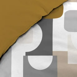 Housse de couette 240x220 + 2 taies GEOMELO ocre>Douceur D'Intérieur Clearance
