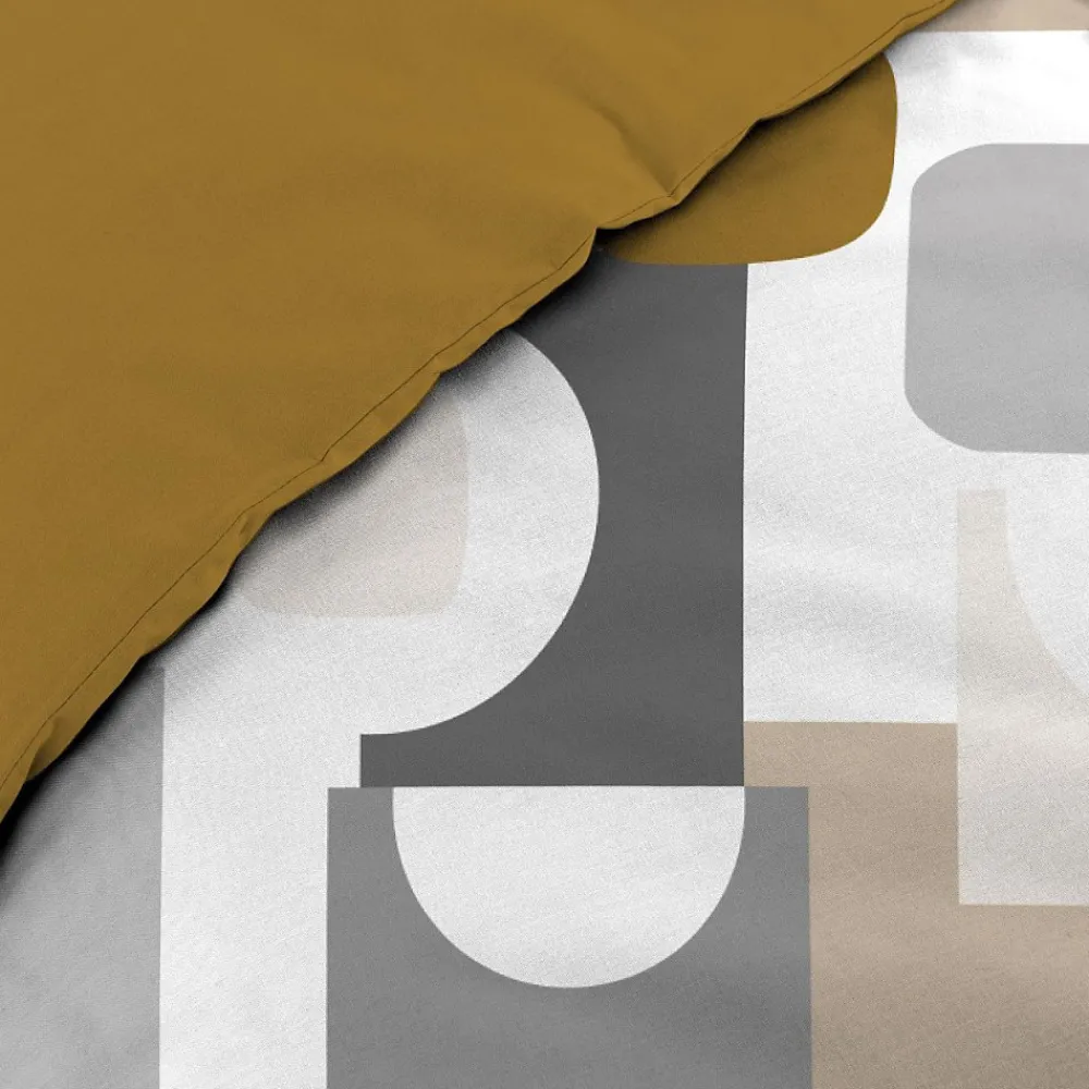 Housse de couette 240x220 + 2 taies GEOMELO ocre>Douceur D'Intérieur Clearance
