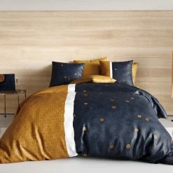 Atelier Du Coton Housse de couette 240x220 BEL OR + 2 taies coton 57 fils* Housse De Couette