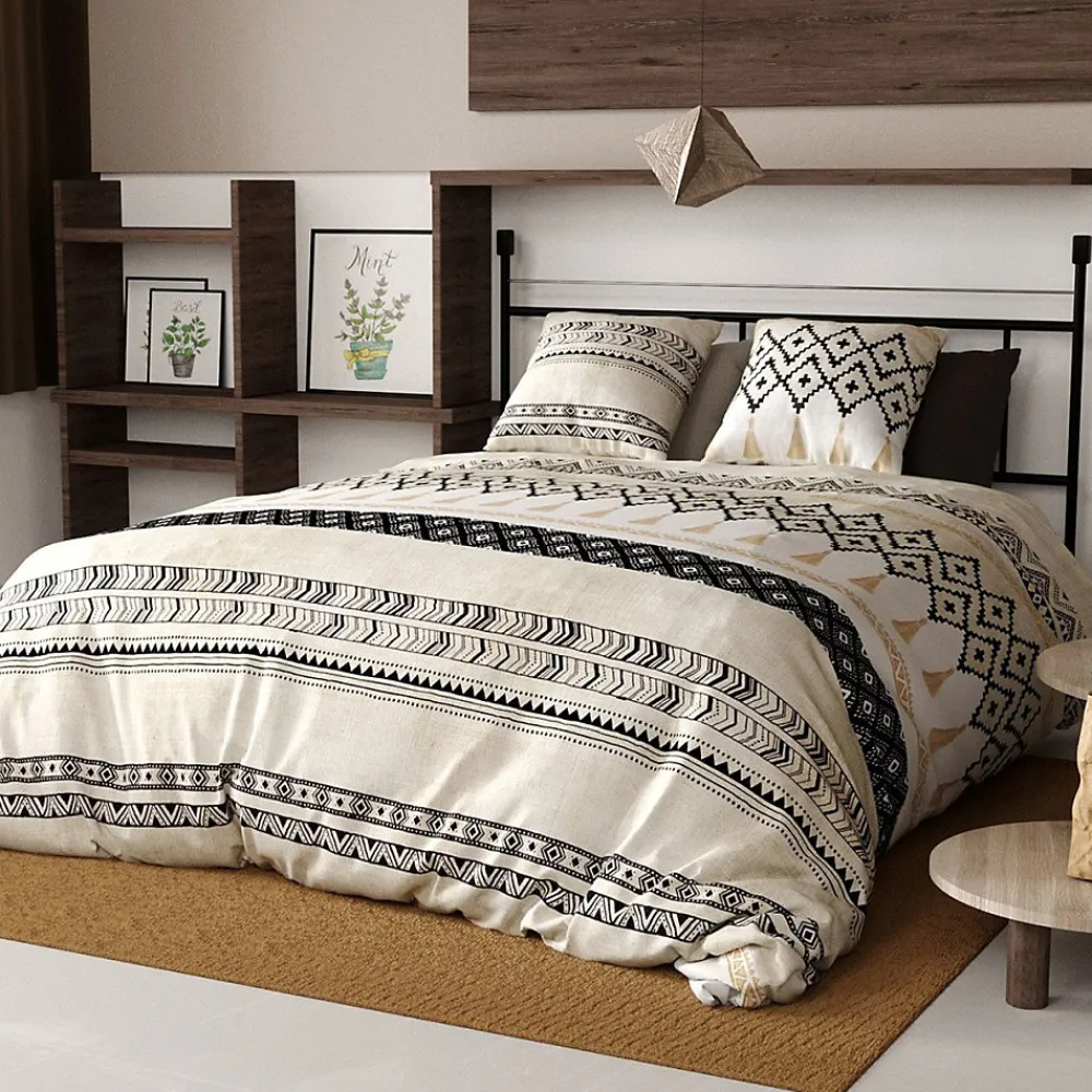 Housse de couette 260x240 Bohème + 2 taies coton 57 fils>Atelier Du Coton